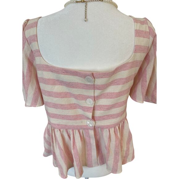 Zara TRF Collection Striped Linen Peplum Top - Picture 6 of 6